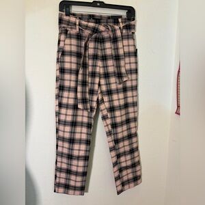 Jules & Leopold Peach Plaid Belted Pants